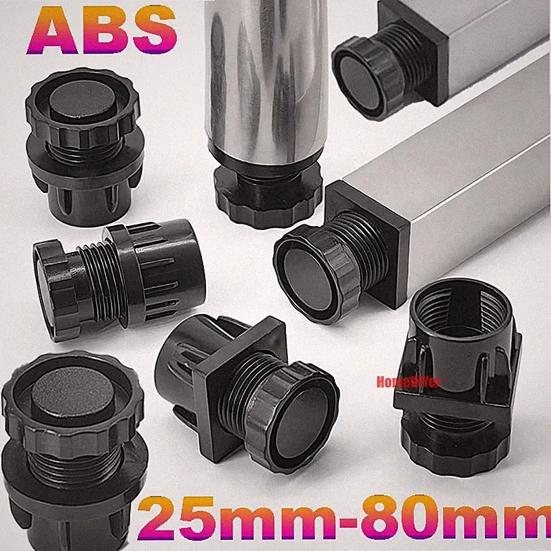 ABS Plastic Adjustable Furniture Feet Levelling Leg Pad Plugs Tube Pipe End Caps