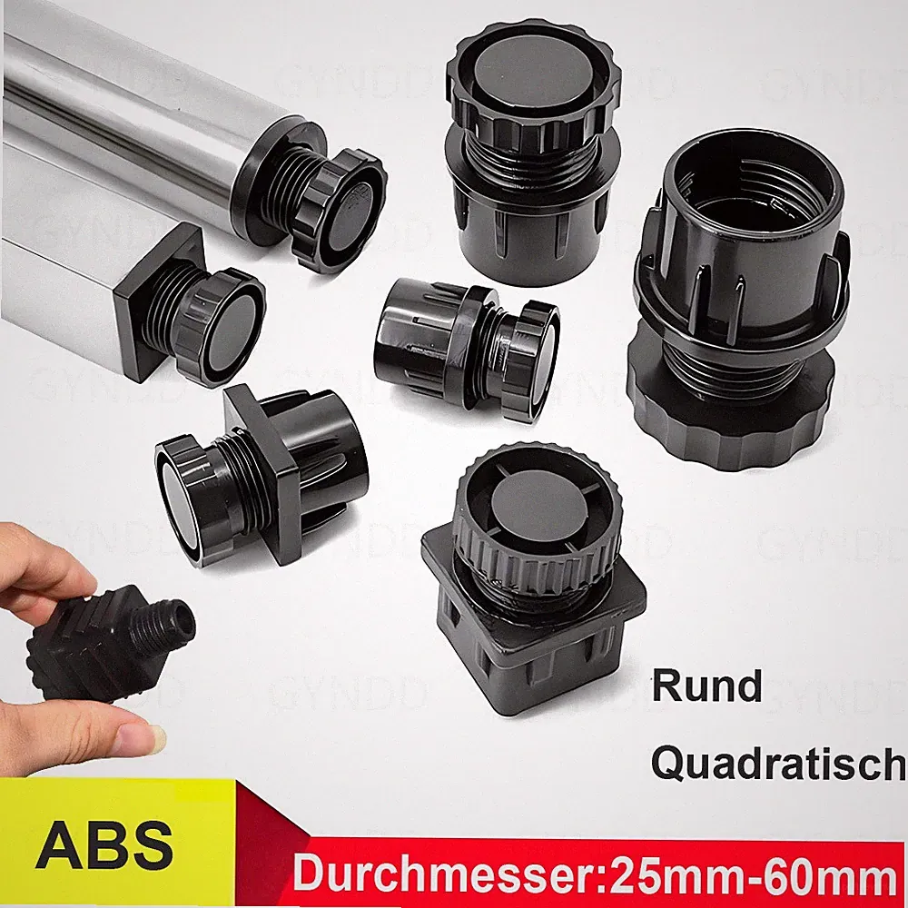 Adjustable Round Tube Insert Screw-in Glide for Table Chairs Furniture Black Leg