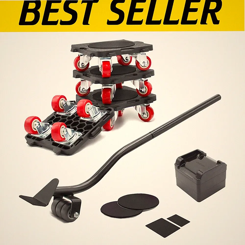 Effortless Furniture Moving Set - Extendable Lifter & 4 Wheel Dollies Included*