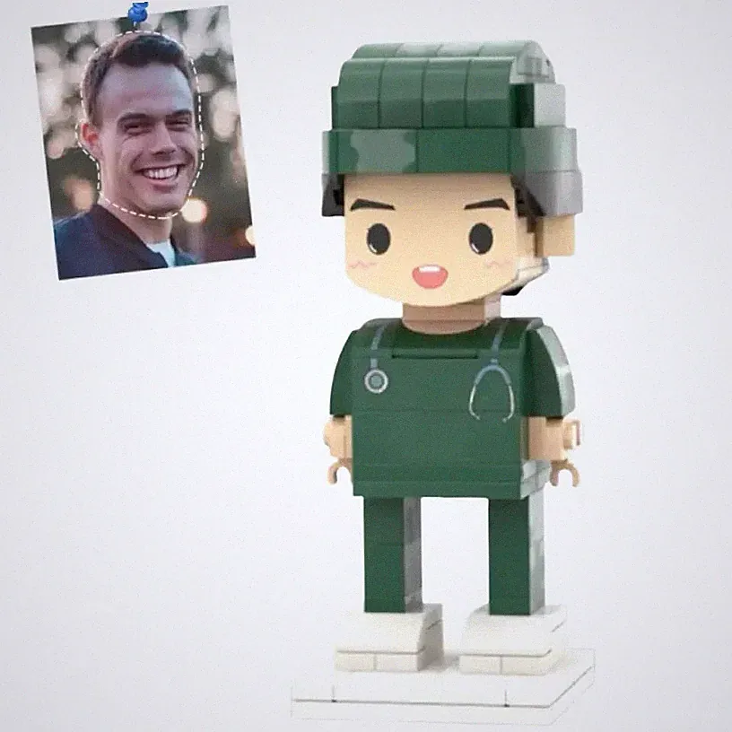 Green Uniform Doctor Figurine | Unique Custom Collectible Handmade Gift