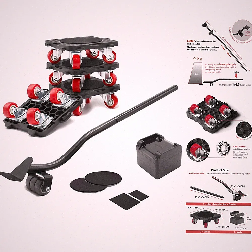 Innovative 660 lbs Furniture Lifter Dolly Set with 360° Rotation Wheels